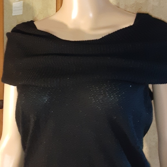 Silk and Cashmere Sweater Top With quality WIDE  Shoulder Drape by CARMEN MARC - Picture 4 of 5